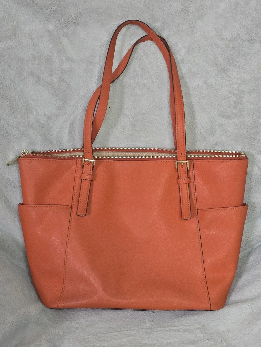 Michael Kors Orange Saffiano Tote with Matching Wristlet - Picture 3 of 5